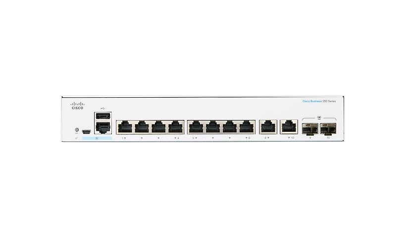 Cisco Business 250 Series CBS250-8T-E-2G - switch - 10 ports - smart - rack-mountable