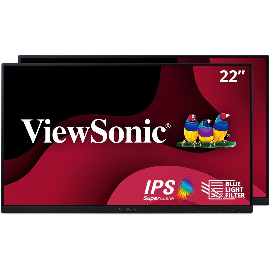 ViewSonic VA2256-MHD_H2 - Dual Pack Head-Only 1080p IPS Monitors with HDMI, DisplayPort and VGA - 250 cd/m² - 22"