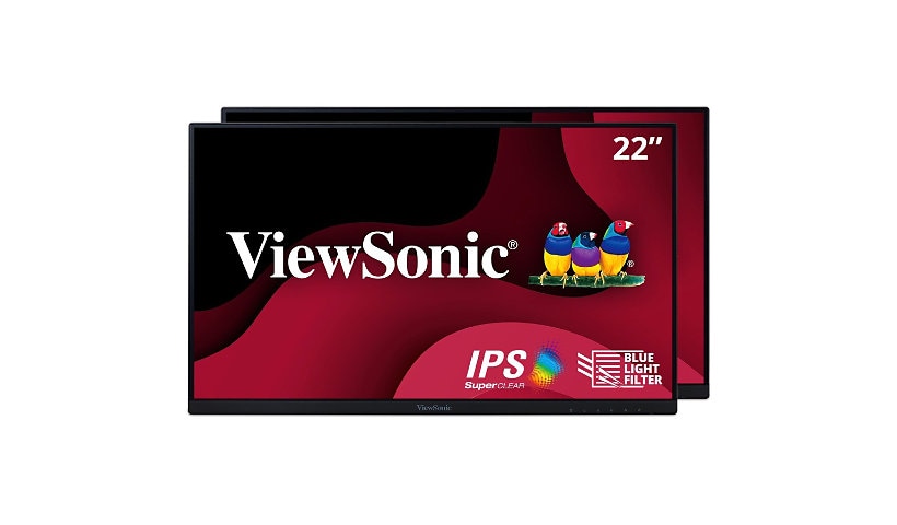 ViewSonic VA2256-MHD_H2 - Dual Pack Head-Only 1080p IPS Monitors with HDMI, DisplayPort and VGA - 250 cd/m² - 22"