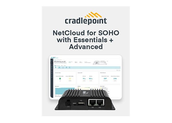 Cradlepoint 3 Year NetCloud SOHO Rugged Branch Essentials and Advanced Plan