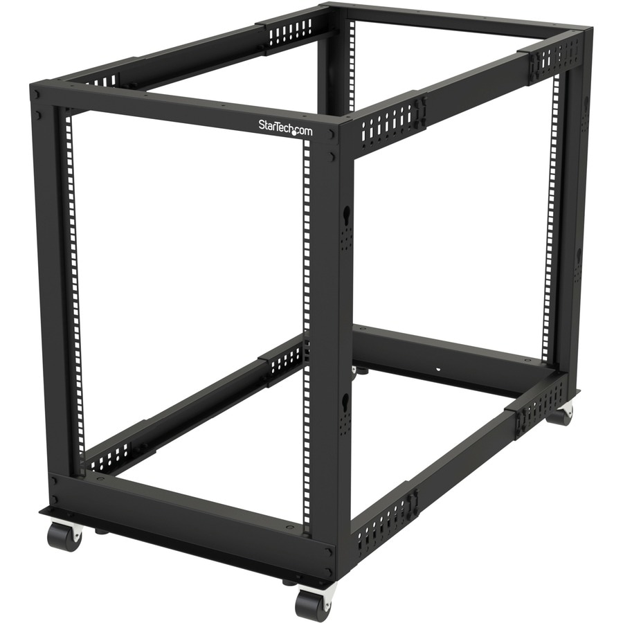 StarTech.com 4-Post 15U Mobile Open Frame Server Rack, Rolling 19in Network