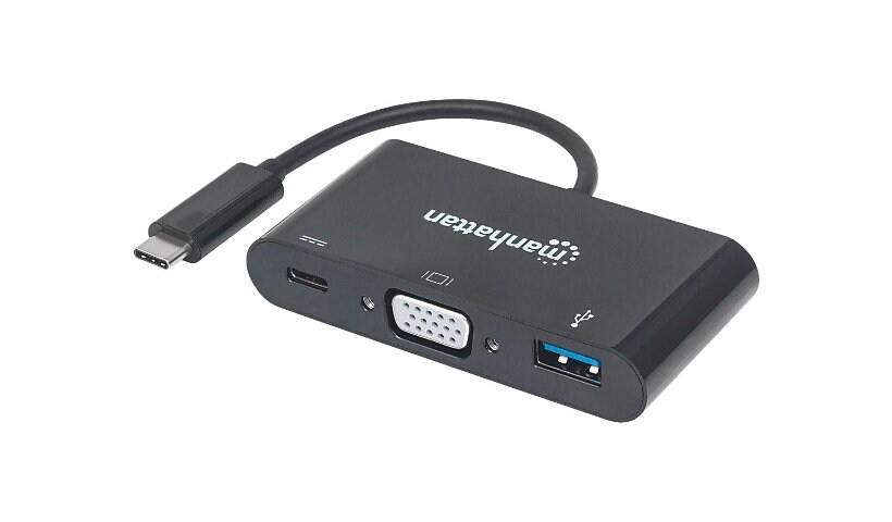 Manhattan USB-C 3-Port Hub/Dock, USB-C to USB-A, USB-C and VGA, 5 Gbps (USB