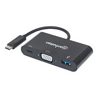 Manhattan USB-C 3-Port Hub/Dock, USB-C to USB-A, USB-C and VGA, 5 Gbps (USB