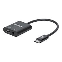 Manhattan USB-C to Headphone Jack (3.5mm) and USB-C (inc Power Delivery), B