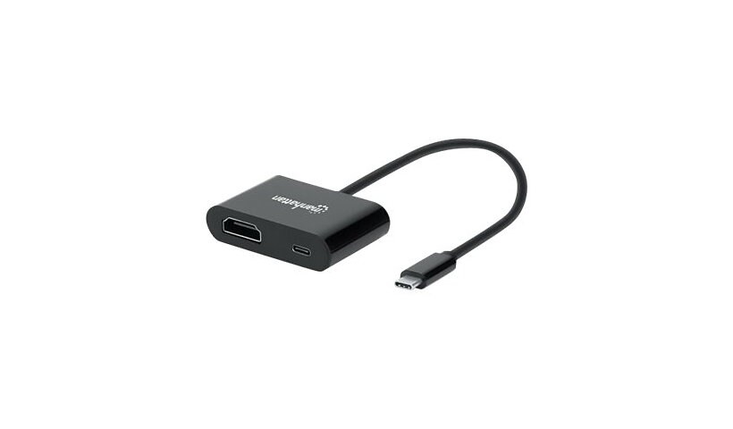 Manhattan USB-C to HDMI and USB-C (inc Power Delivery), 4K@60Hz, 19.5cm, Bl