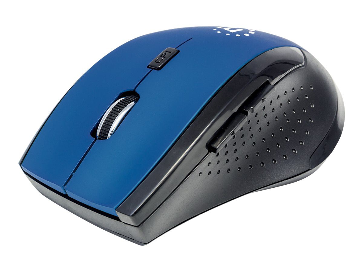 Manhattan Curve Wireless Mouse, Blue/Black, Adjustable DPI (800, 1200 or 1600dpi), 2.4Ghz (up to 10m), USB, Optical,