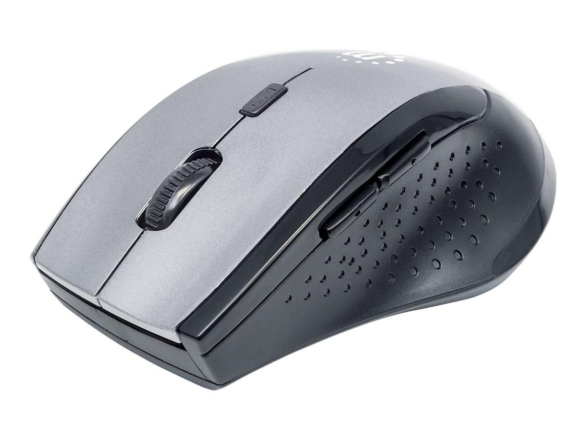 Manhattan Curve Wireless Mouse, Grey/Black, Adjustable DPI (800, 1200 or 1600dpi), 2.4Ghz (up to 10m), USB, Optical,