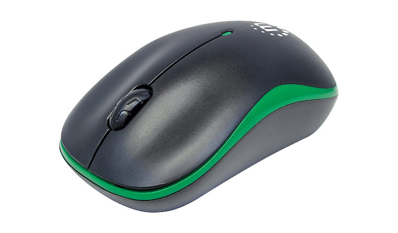 Manhattan Success Wireless Mouse, Black/Green, 1000dpi, 2.4Ghz (up to 10m), USB, Optical, Three Button with Scroll