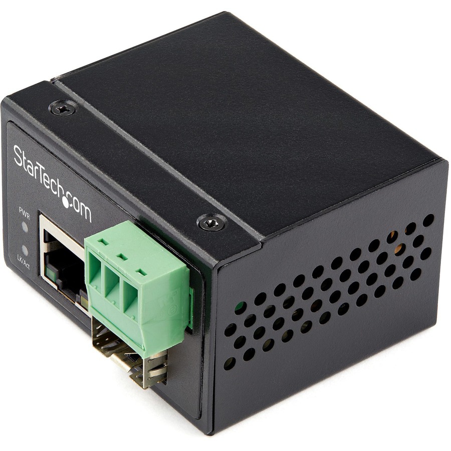 StarTech.com Industrial Fiber to Ethernet Media Converter 100Mbps SFP to RJ45 SM/MMF to Copper