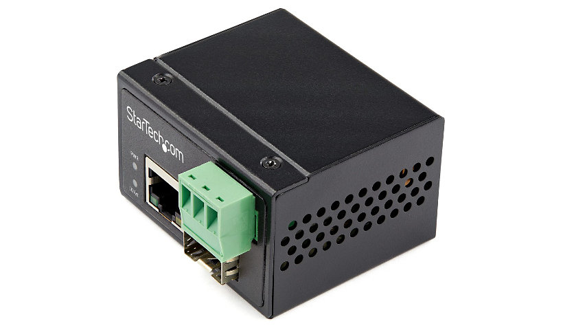 StarTech.com Industrial Fiber to Ethernet Media Converter 100Mbps SFP to RJ45 SM/MMF to Copper