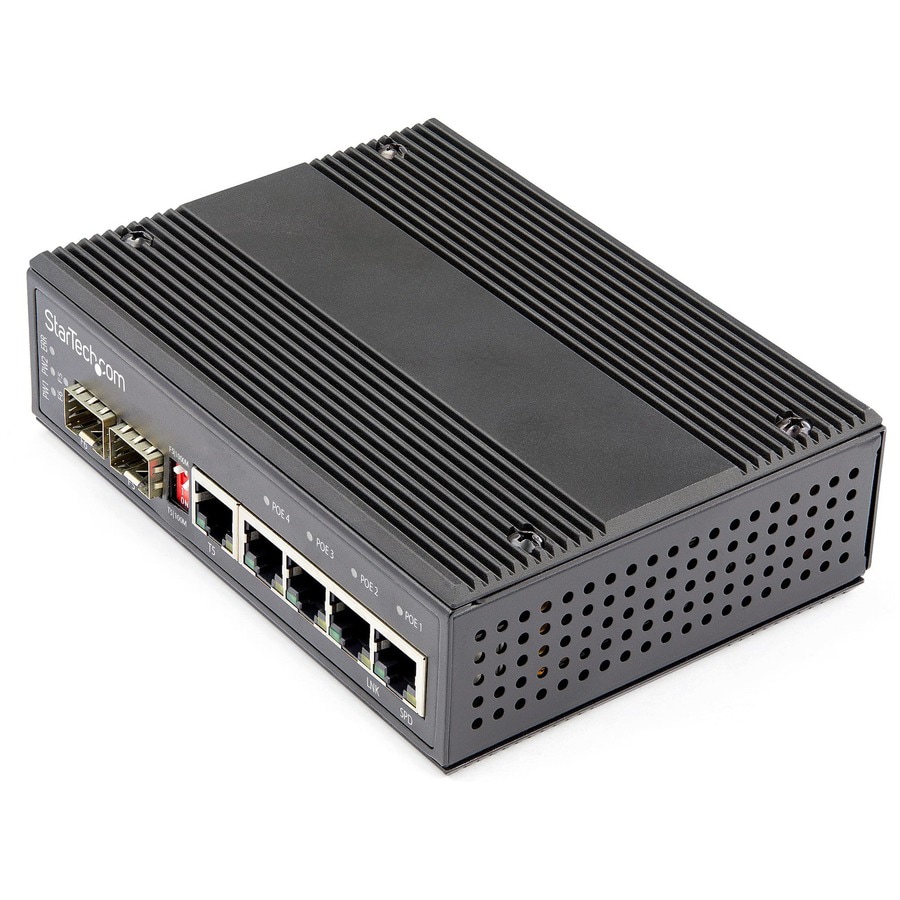 StarTech.com Industrial 6 Port Gigabit Ethernet Switch - 4PoE RJ45+2SFP 30W