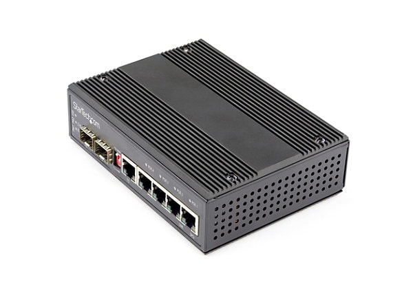 Startech.com Industrial 6 Port Gigabit Ethernet Switch 4PoE RJ45 +2SFP  Slots 30W 12-48VDC -40 to 75C