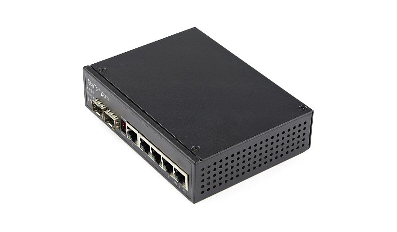 StarTech.com Industrial 6Port Gigabit Ethernet Switch 4 PoE RJ45 + 2 SFP Slots 30W 10/100/1000 Mbps