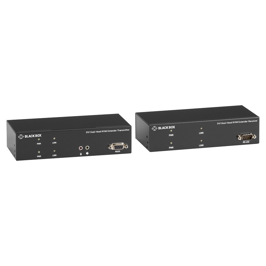 Black Box KVM Extender over Fiber - Dual-Head, DVI-I, USB 2.0, Serial,Audio