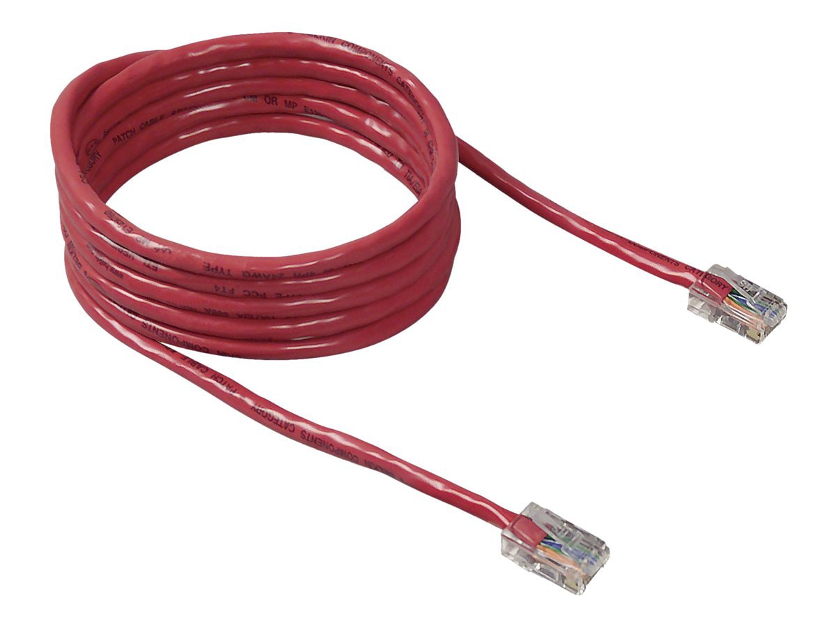 Belkin Cat5e/Cat5 7ft Red Ethernet Patch Cable, No Boot, PVC, UTP, 24 AWG, RJ45, M/M, 350MHz, 7'