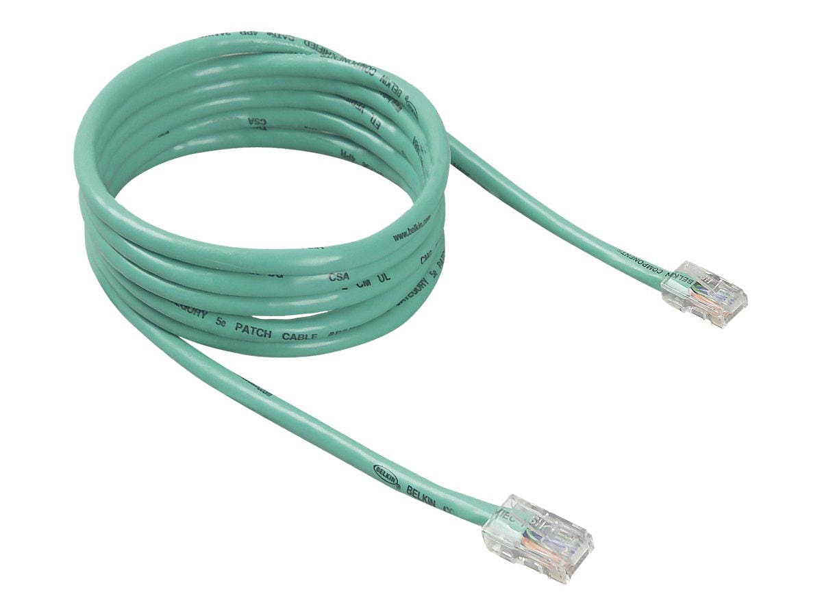 Belkin Cat5e/Cat5 7ft Green Ethernet Patch Cable, No Boot, PVC, UTP, 24 AWG, RJ45, M/M, 350MHz, 7'