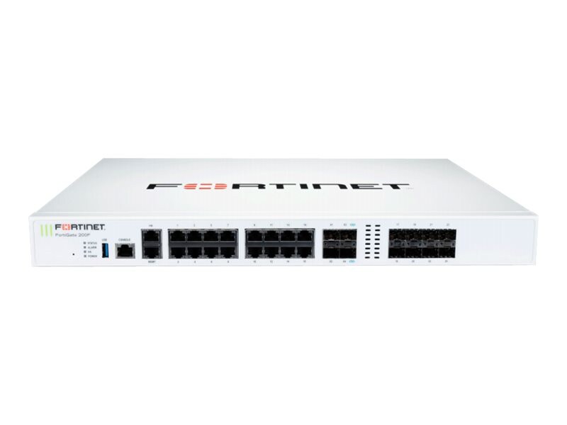 Fortinet FortiGate 200F - security appliance - with 1 year 24x7 FortiCare Support + 1 year FortiGuard Unified Threat