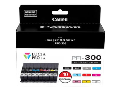 Canon PFI-300 10-Color Ink Value Pack - 10-pack - gray, yellow, cyan, magen