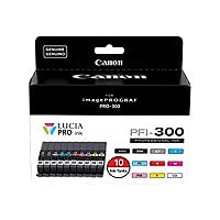 Canon PFI-300 10-Color Ink Value Pack - 10-pack - gray, yellow, cyan, magenta, red, matte black, photo black, photo