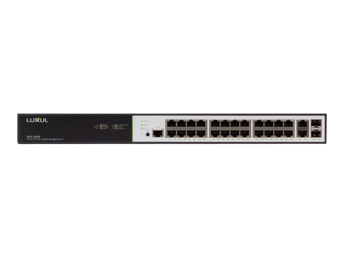 Luxul 6/24 PoE Switch - PoE+ Gigabit Managed Switch with US Power Cord