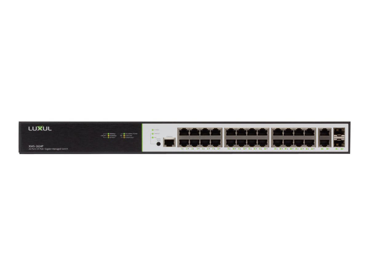 Luxul 26/24-PoE+ Gigabit Managed Switch - 370 Watts - Switch - US Power Cor