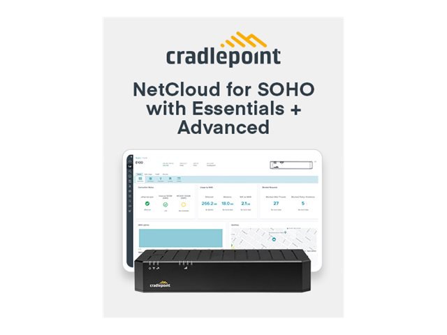 Cradlepoint NetCloud SOHO Branch Essentials and Advanced Plan - subscription license (3 years) - 1 license - with E100