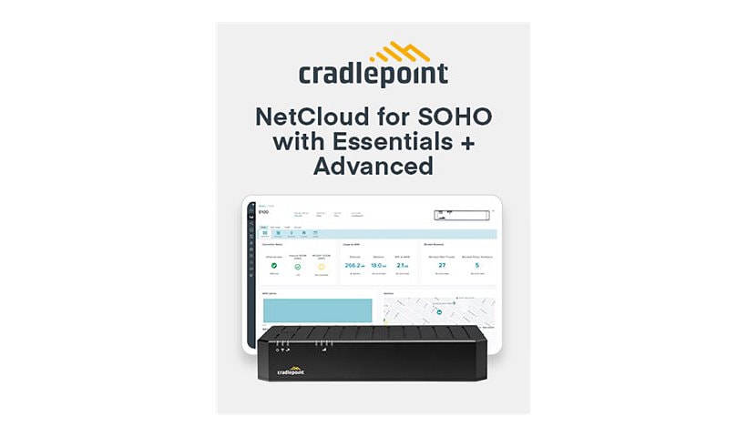 Cradlepoint NetCloud SOHO Branch Essentials and Advanced Plan - subscription license (3 years) - 1 license - with E100