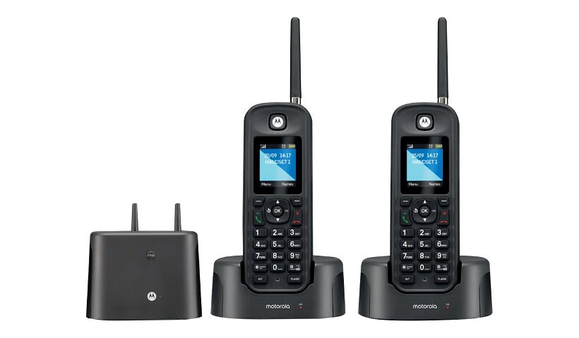 Motorola O2 Series O212 - cordless phone - answering system with caller ID/call waiting + additional handset - 3-way