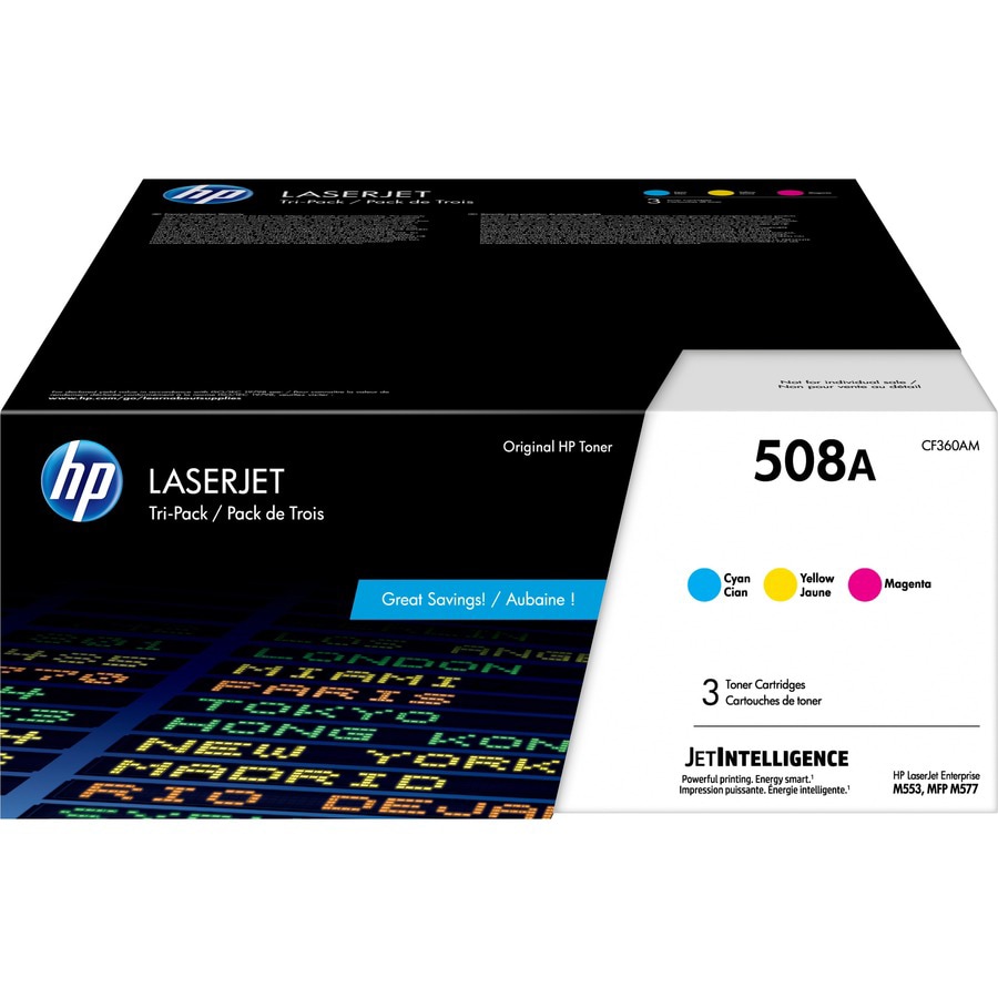 HP 508A Original Laser Toner Cartridge - Cyan, Magenta, Yellow - 3 / Each