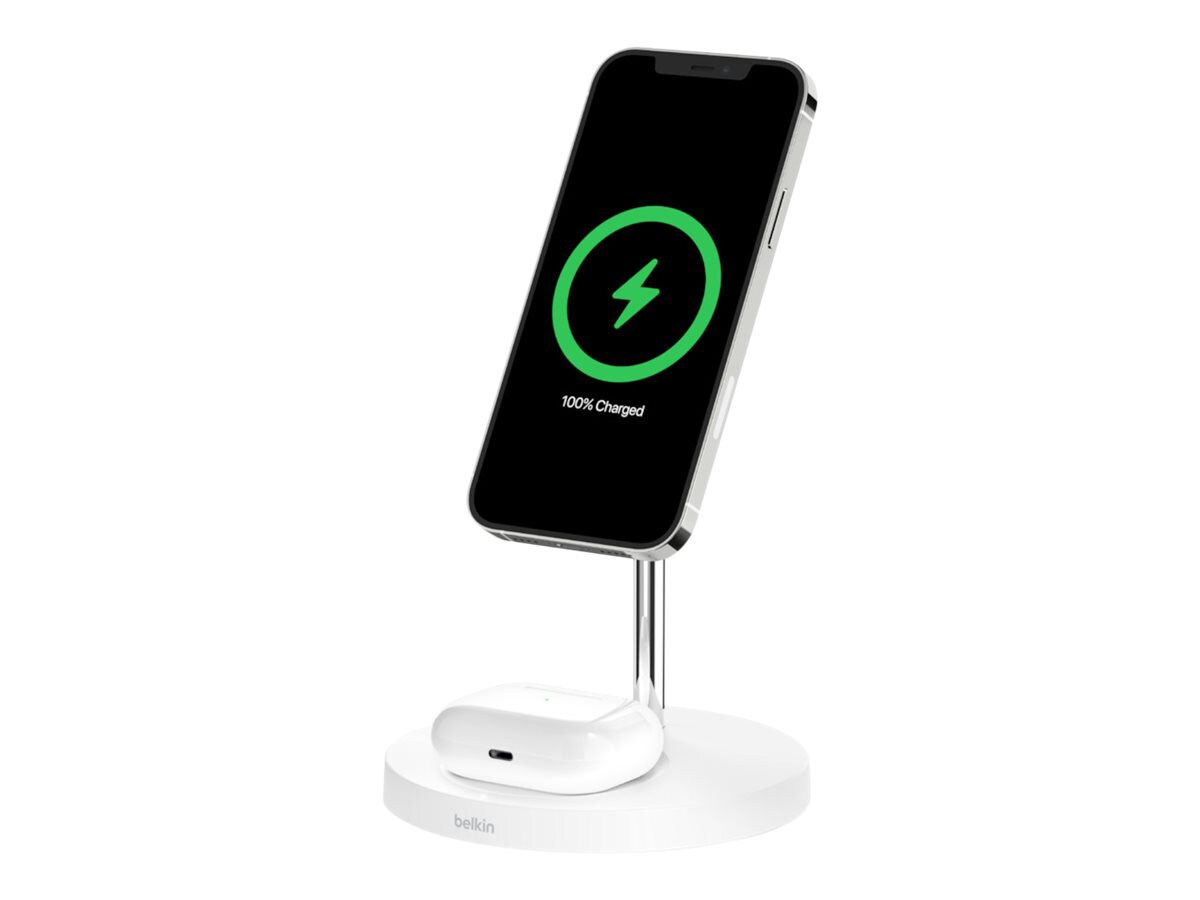 Belkin BoostCharge Pro MagSafe 2-in-1 wireless charging stand - + AC power adapter - 15 Watt