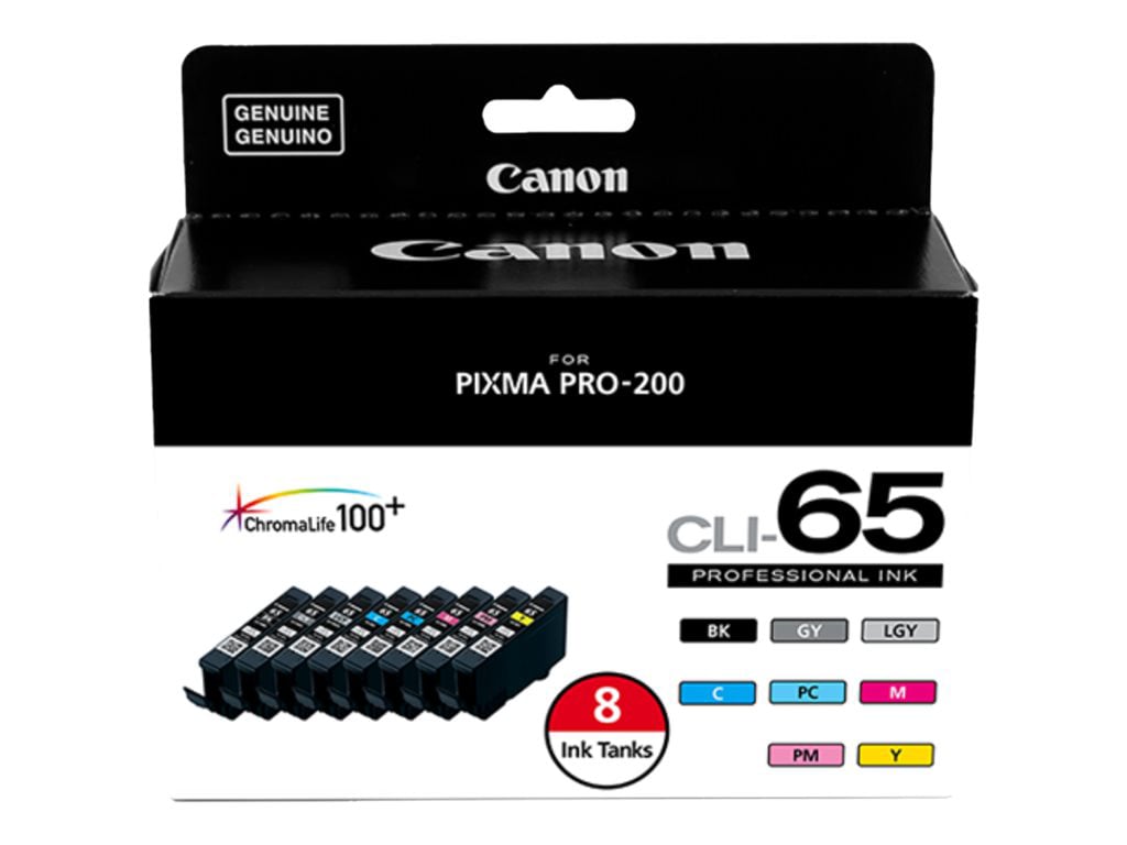 Canon CLI-65 8 Color Pack - 8-pack - gray, black, yellow, cyan, magenta, light gray, photo cyan, photo magenta -
