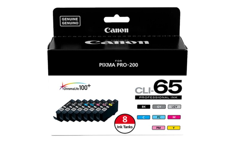 4215C007 (CLI-65) Ink, Black/Cyan/Gray/Light Gray/Magenta/Photo Cyan/Photo Magenta/Yellow, 8/Pack