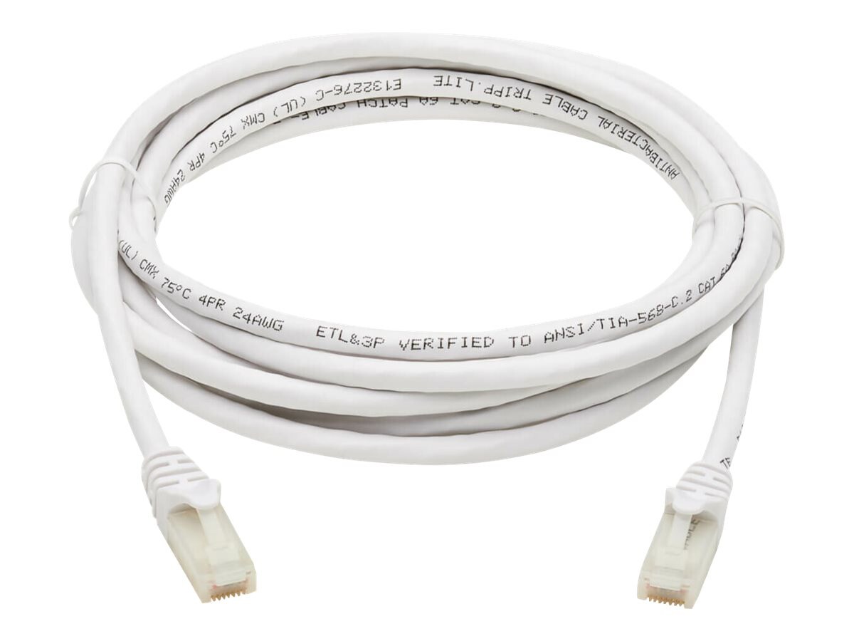 Tripp Lite Safe-IT Cat6a 10G Certified Snagless Antibacterial UTP Ethernet Cable (RJ45 M/M), White, 14 ft. - network