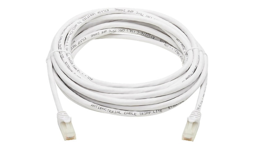 Eaton Tripp Lite Series Safe-IT Cat6a 10G Snagless Antibacterial UTP Ethernet Cable (RJ45 M/M), PoE, White, 20 ft. (6.09