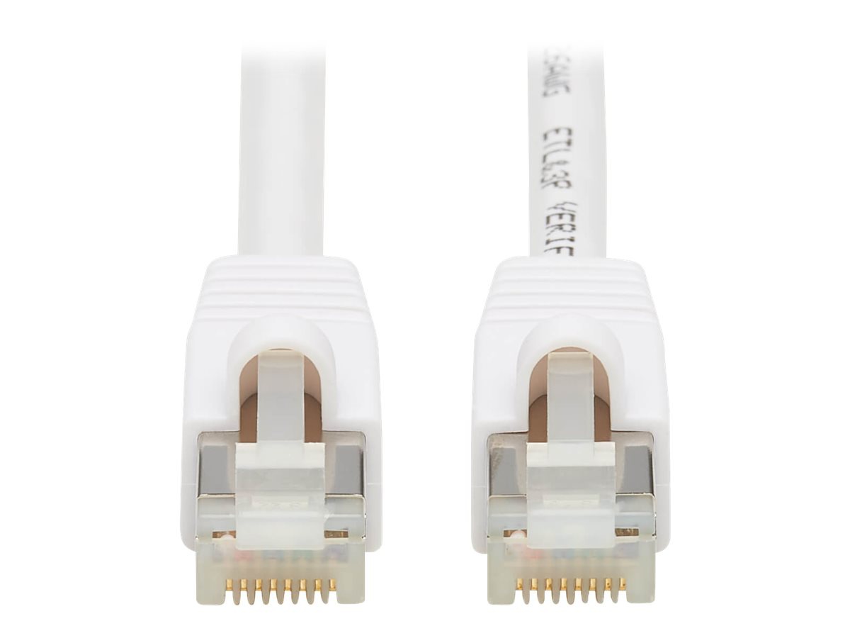Eaton Tripp Lite Series Safe-IT Cat6a 10G Snagless Antibacterial S/FTP Ethernet Cable (RJ45 M/M), PoE, White, 7 ft.