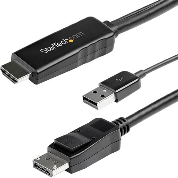  StarTech.com 6ft (2m) DisplayPort to HDMI Cable - 4K 30Hz -  DisplayPort to HDMI Adapter Cable - DP 1.2 to HDMI Monitor Cable Converter  - Latching DP Connector - Passive DP