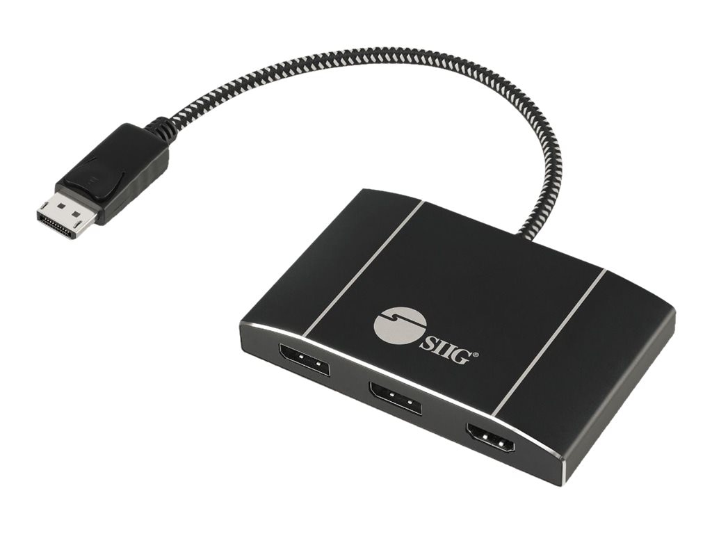 SIIG Triple 4K DisplayPort 1.4 to 2 DP & HDMI MST Hub Splitter - video / audio splitter - DisplayPort / HDMI - 7.9 in