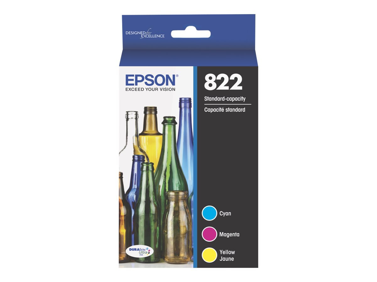Epson 822 - 3-pack - yellow, cyan, magenta - original - ink cartridge