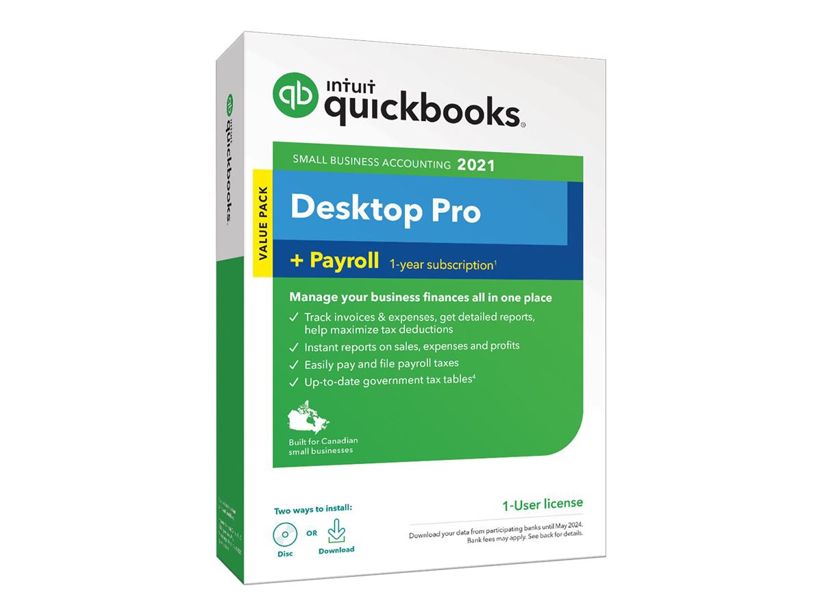 QuickBooks Desktop Pro 2021 - box pack - 1 user - with 1 Year Payroll subscribtion