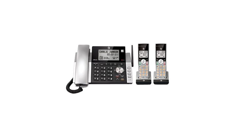 AT&T CL84215 - corded/cordless - answering system with caller ID/call waiting + 2 additional handsets - black and silver