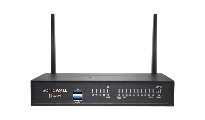 SonicWall TZ470W - Essential Edition - security appliance - Wi-Fi 5, Wi-Fi 5 - with 1 year TotalSecure