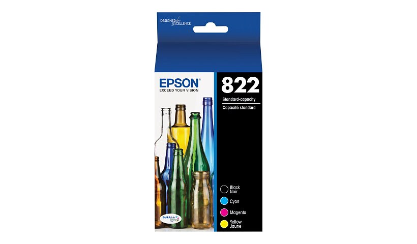 Epson T822 - pack de 4 - noir, jaune, cyan, magenta - original - réservoir d'encre