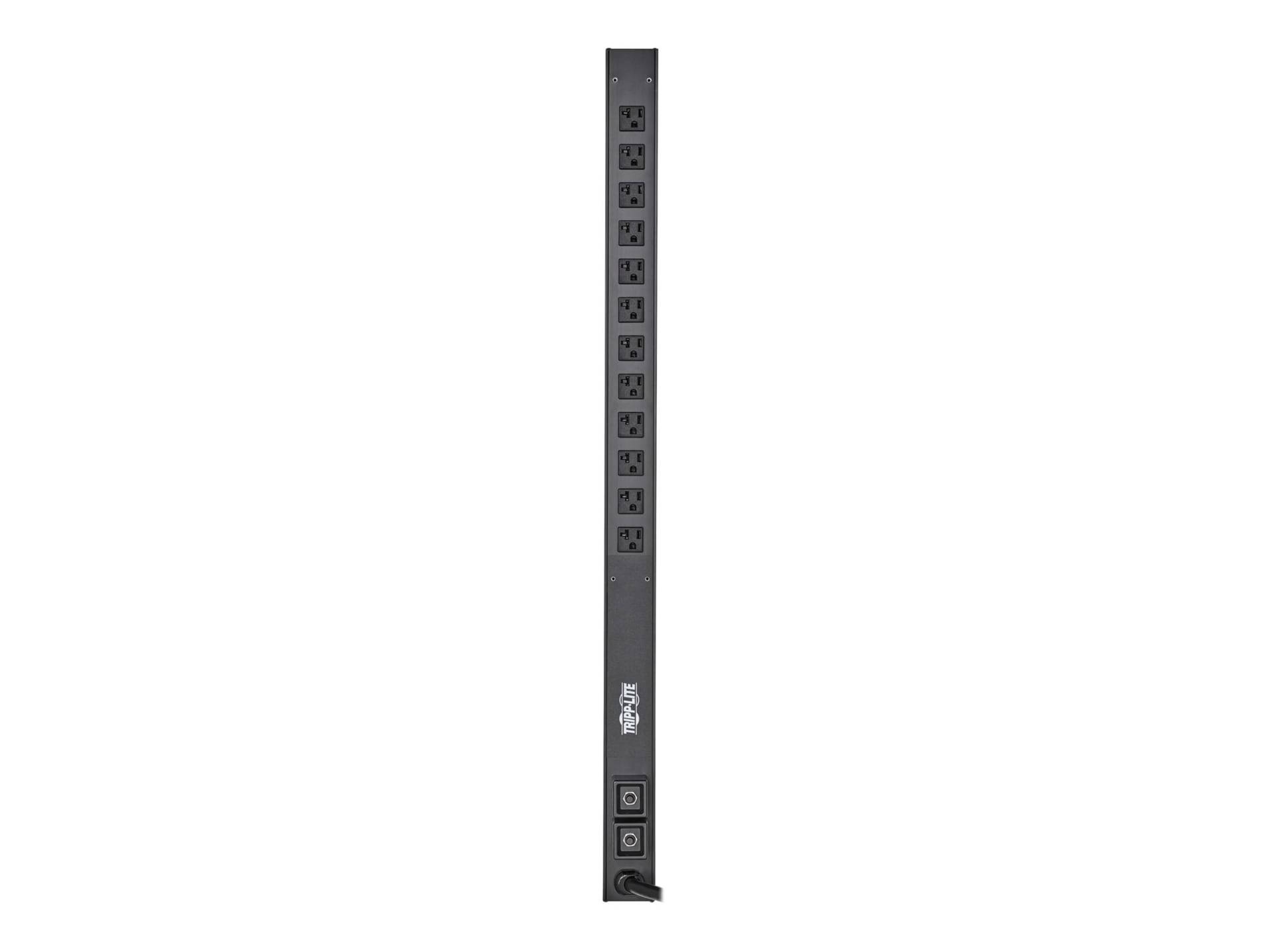 Tripp Lite PDU Basic 2.9kW 120V Single-Phase - 12 NEMA 5-15/20R Outlets, L5-30P Input, 10 ft. Cord, 36 in. 0U Rack-Mount