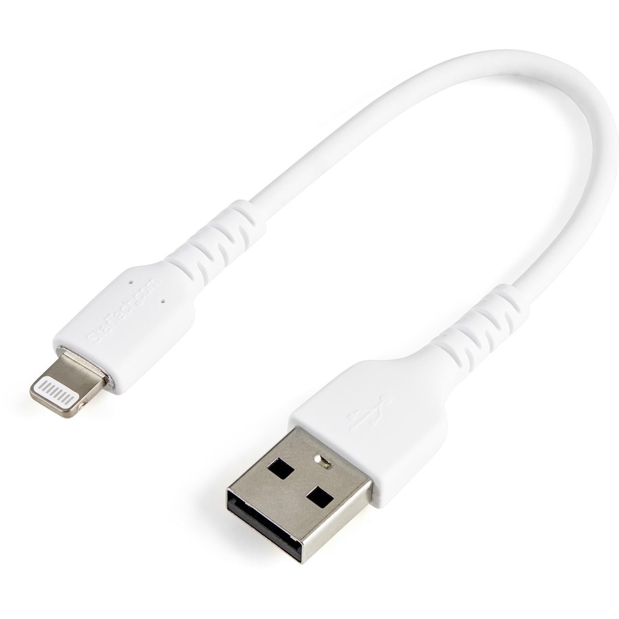 Main image 1 for StarTech.com 6 inch/15cm Durable White USB-A to Lightning Cable, Rugged Heavy Duty Charging/Sync Cable for Apple