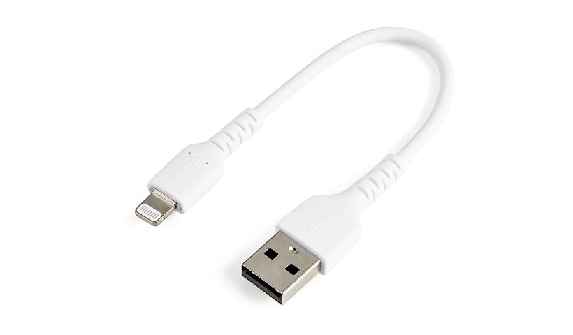 StarTech.com 6 inch/15cm Durable USB-A to Lightning Cable, White MFi Certified iPhone Charging Cord