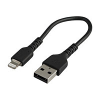 StarTech.com 6 inch/15cm Durable Black USB-A to Lightning Cable, Rugged Hea