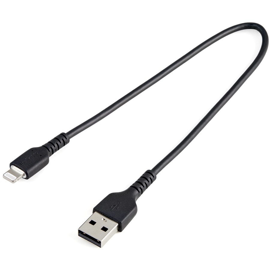 StarTech.com 12"/30cm Durable USB-A to Lightning Cable MFi Certified, Black