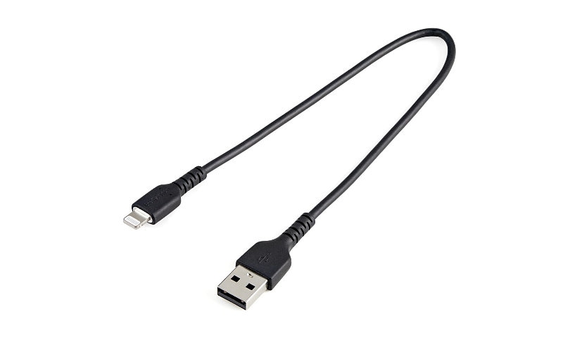 StarTech.com 12inch/30cm Durable USB-A to Lightning Cable, Black MFi Certified iPhone Charging Cord