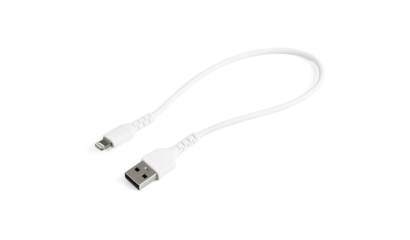 StarTech.com 12inch/30cm Durable USB-A to Lightning Cable, White MFi Certified iPhone Charging Cord