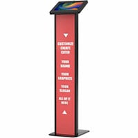 CTA Digital Customizable Premium Locking Floor Stand Kiosk with Graphic Card Slot for branding for 10.2-in iPad 7th/